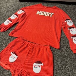 Source Unknown Red Santa Pajama Set